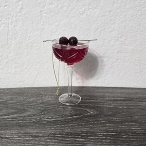 Elegant Glass with Cranberries Cocktail Ornament